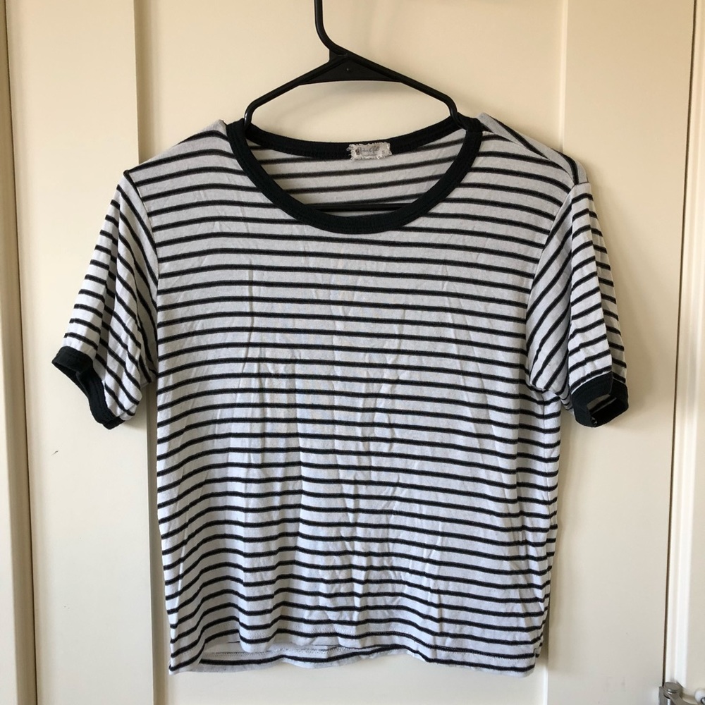 Brand Melville black and white striped crop top